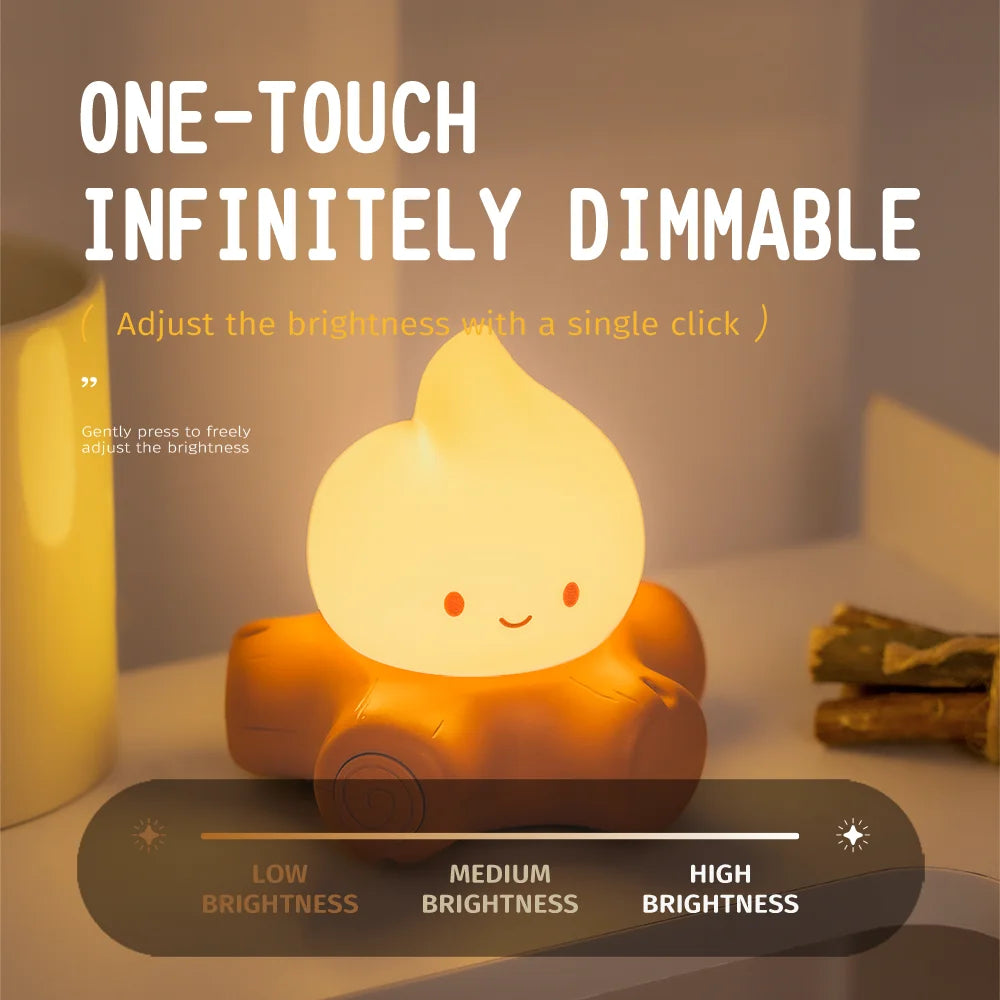 Cute Silicone Night Light - Safe Dimmable Bedside Lamp