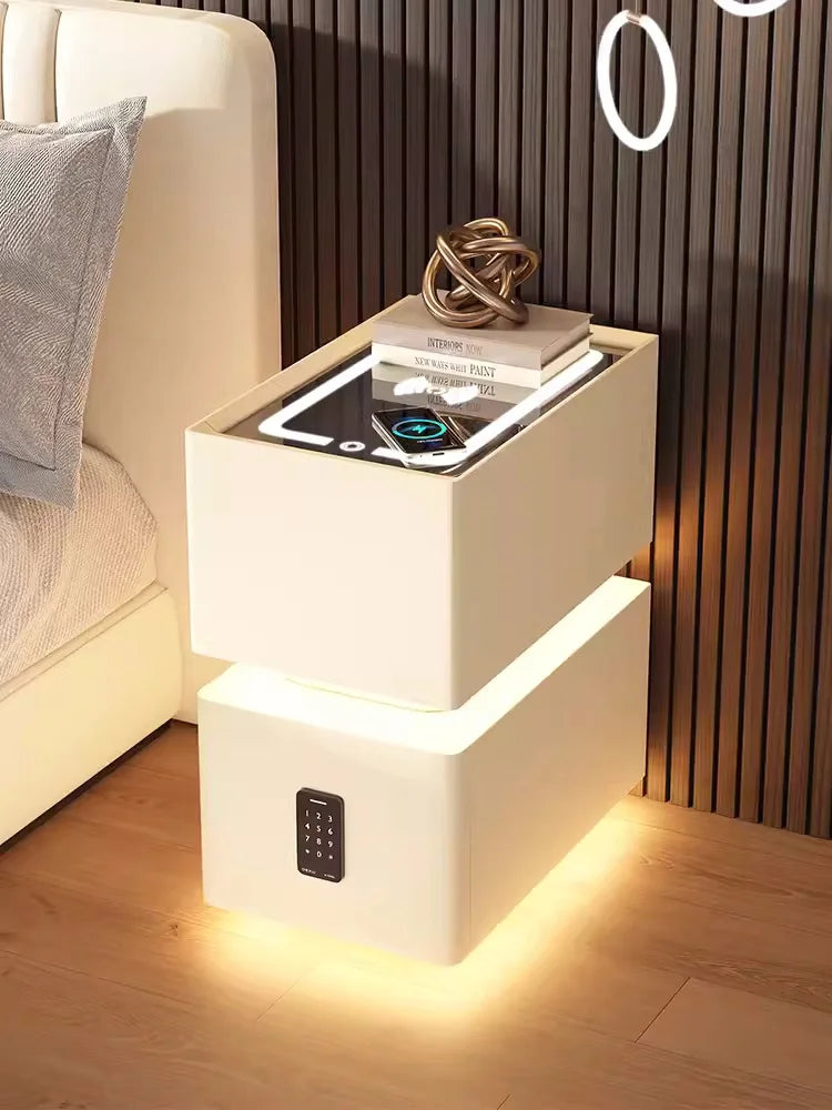 Smart Bedside Table with Nordic Style Storage