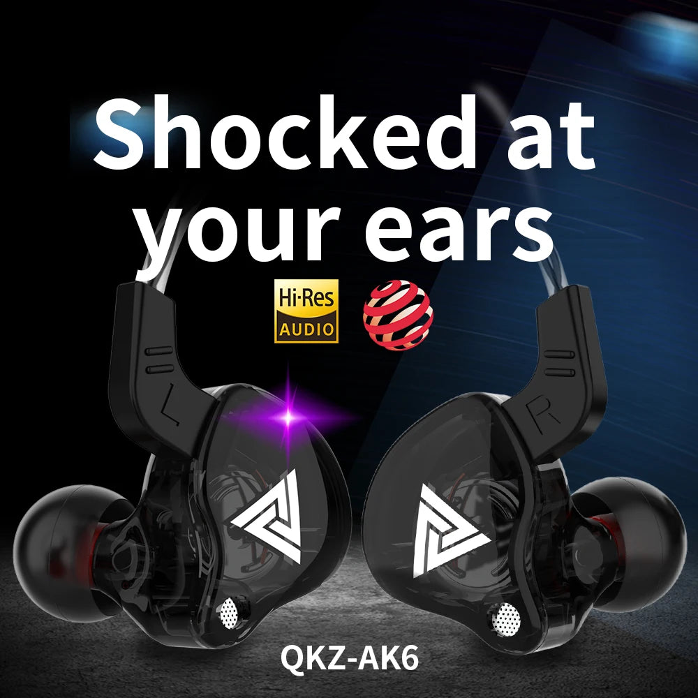 QKZ AK6 Earphones - Dynamic Driver with Mic & HIFI Sound