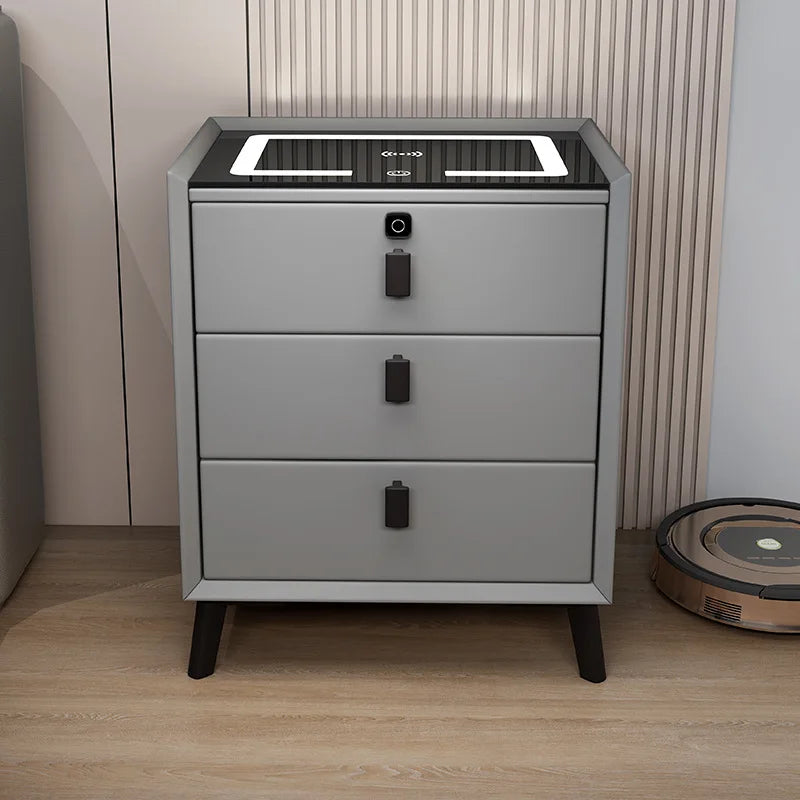 Smart Bedside Table with Wireless Charging & 3 Drawers