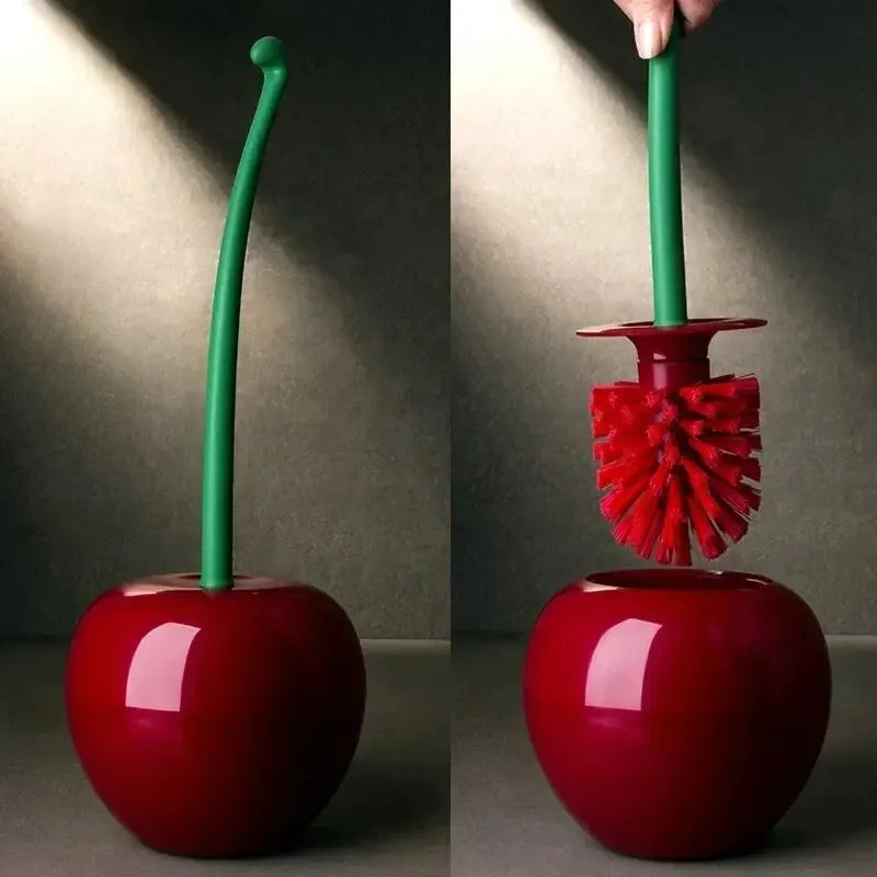 Cherry Shape Toilet Brush Holder Set - Bathroom Accessory