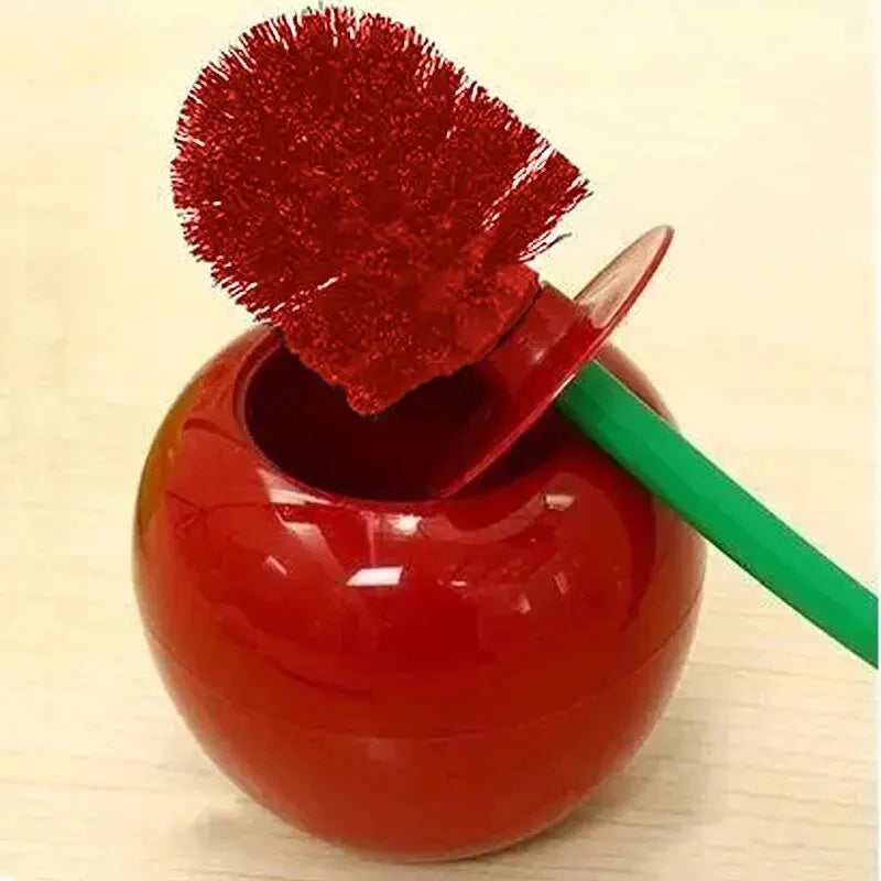 Cherry Shape Toilet Brush Holder Set - Bathroom Accessory