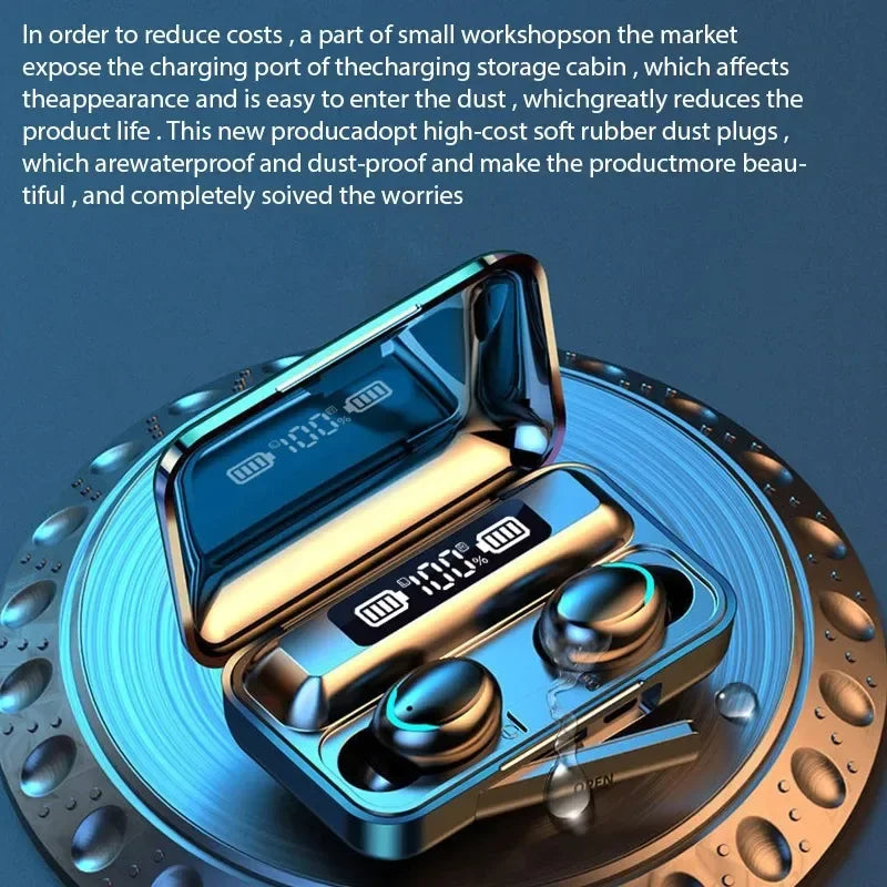 F9 Wireless Earphones with LED Display and Noise Reduction