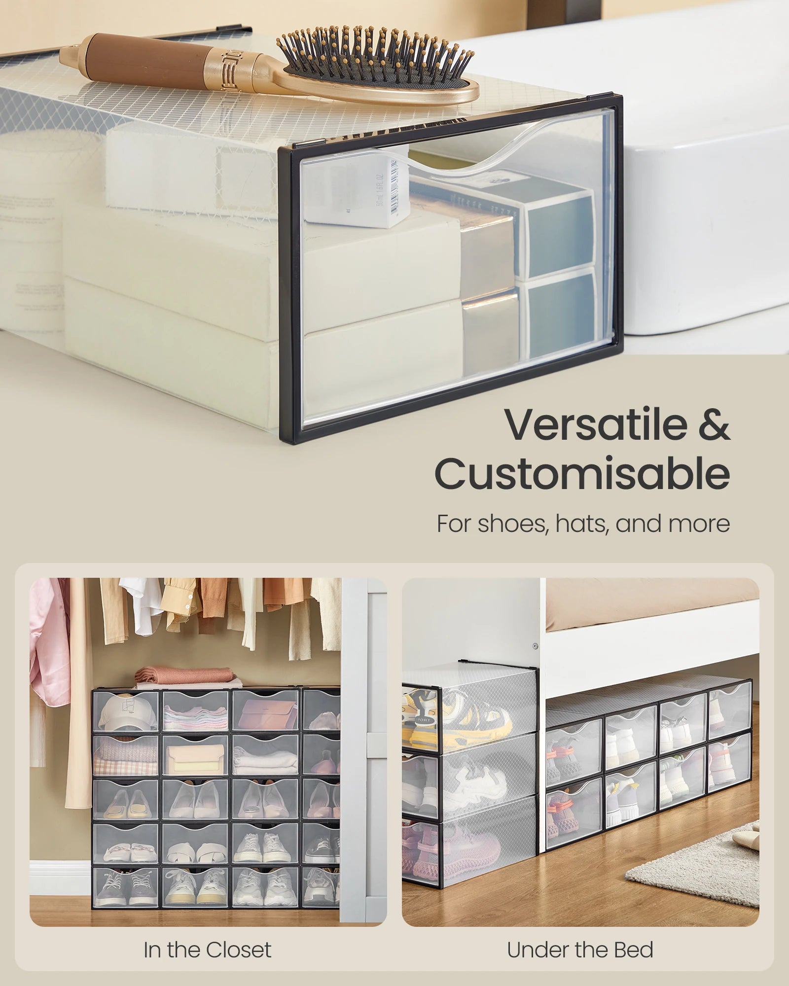 Clear Shoe Storage Boxes Set of 12 by SONGMICS