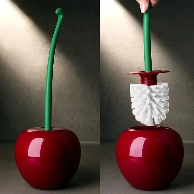Cherry Shape Toilet Brush Holder Set - Bathroom Accessory