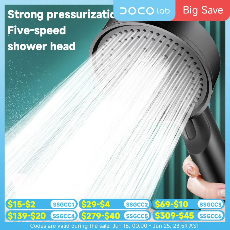 High Pressure Shower Head with 6 Modes & Massage