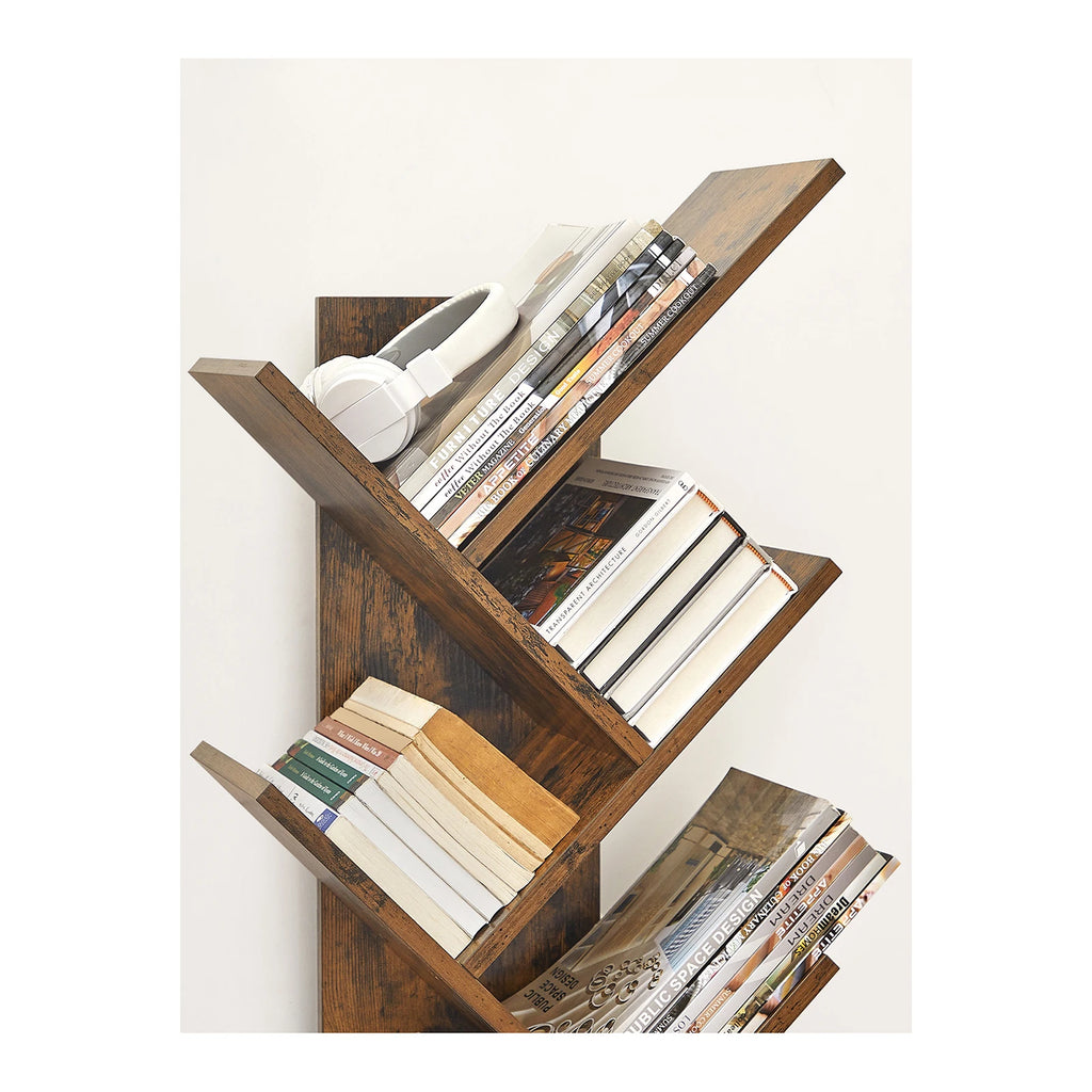 VASAGLE Tree Bookshelf: 9-Tier Wooden Corner Bookcase