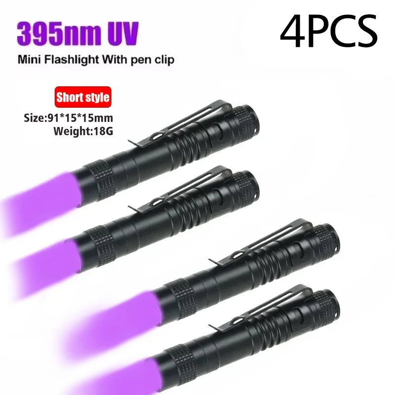 Portable 395nm UV Flashlight With Pen Clip