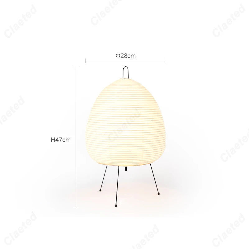Japanese Rice Paper Table Lamp with Iron Tripod