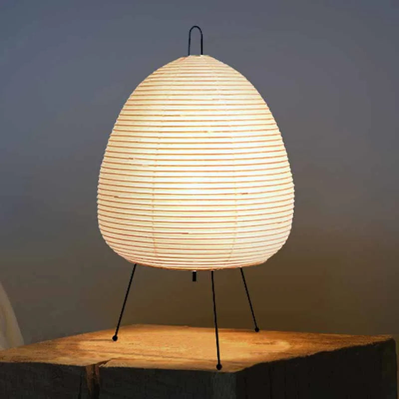 Japanese Rice Paper Table Lamp with Iron Tripod