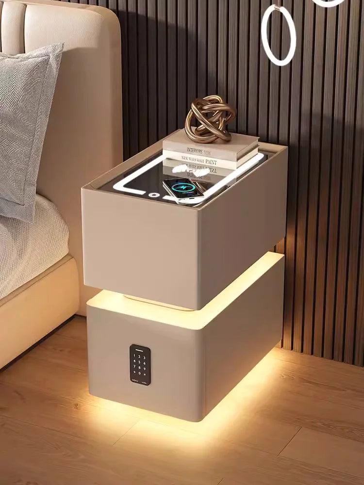 Smart Bedside Table with Nordic Style Storage