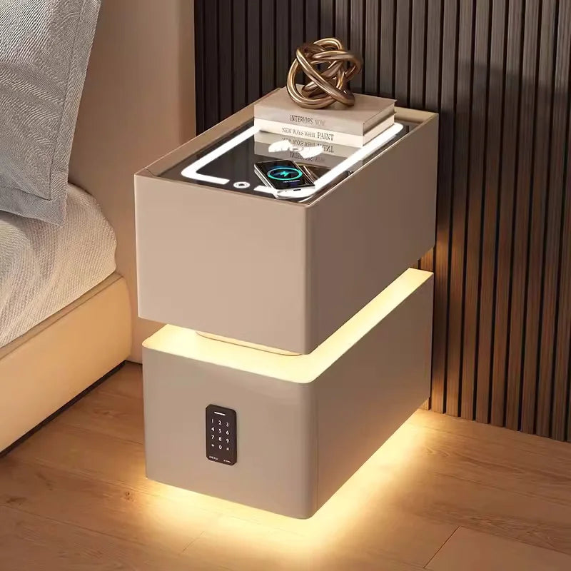 Smart Bedside Table with Nordic Style Storage