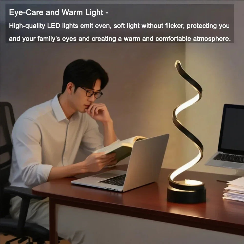 LED Dimmable Spiral Table Lamp - Adjustable Brightness