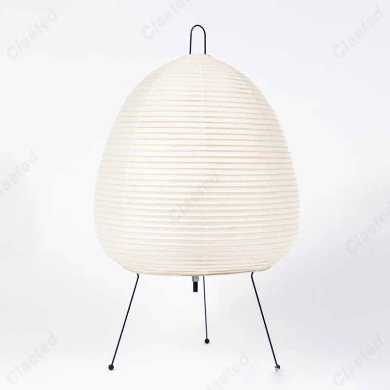 Japanese Rice Paper Table Lamp with Iron Tripod