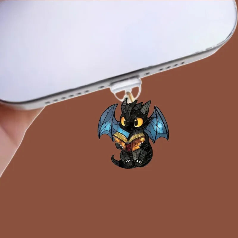 2D Black Dragon Dust Plug for iPhone Type-C