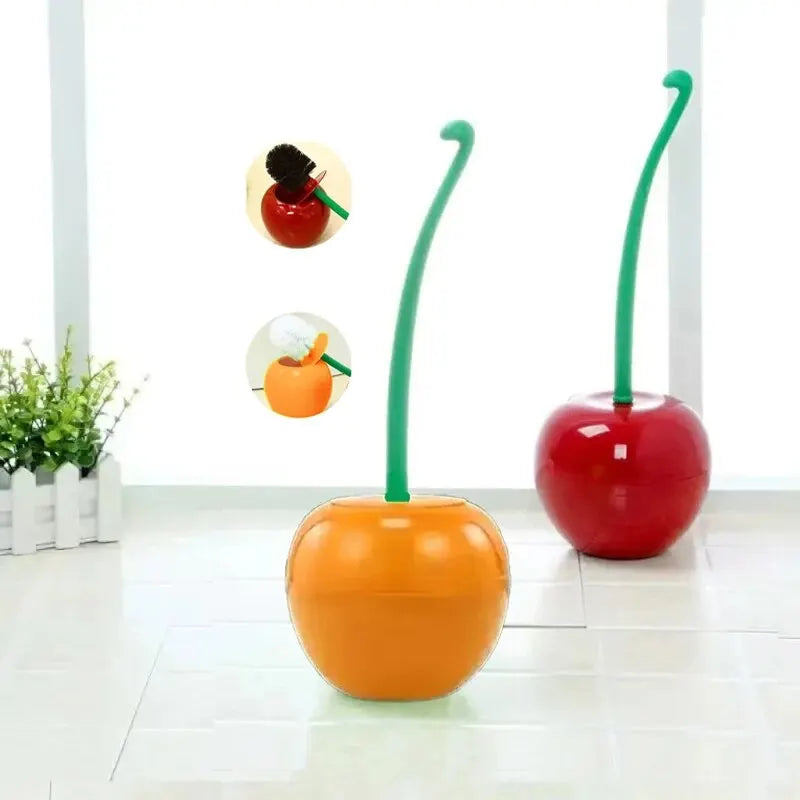 Cherry Shape Toilet Brush Holder Set - Bathroom Accessory
