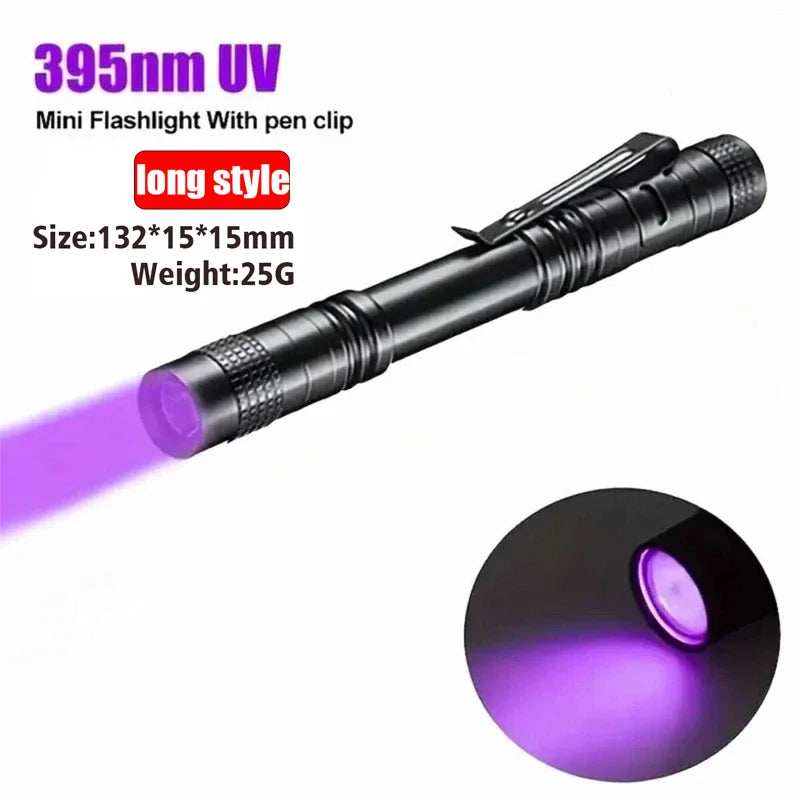 Portable 395nm UV Flashlight With Pen Clip