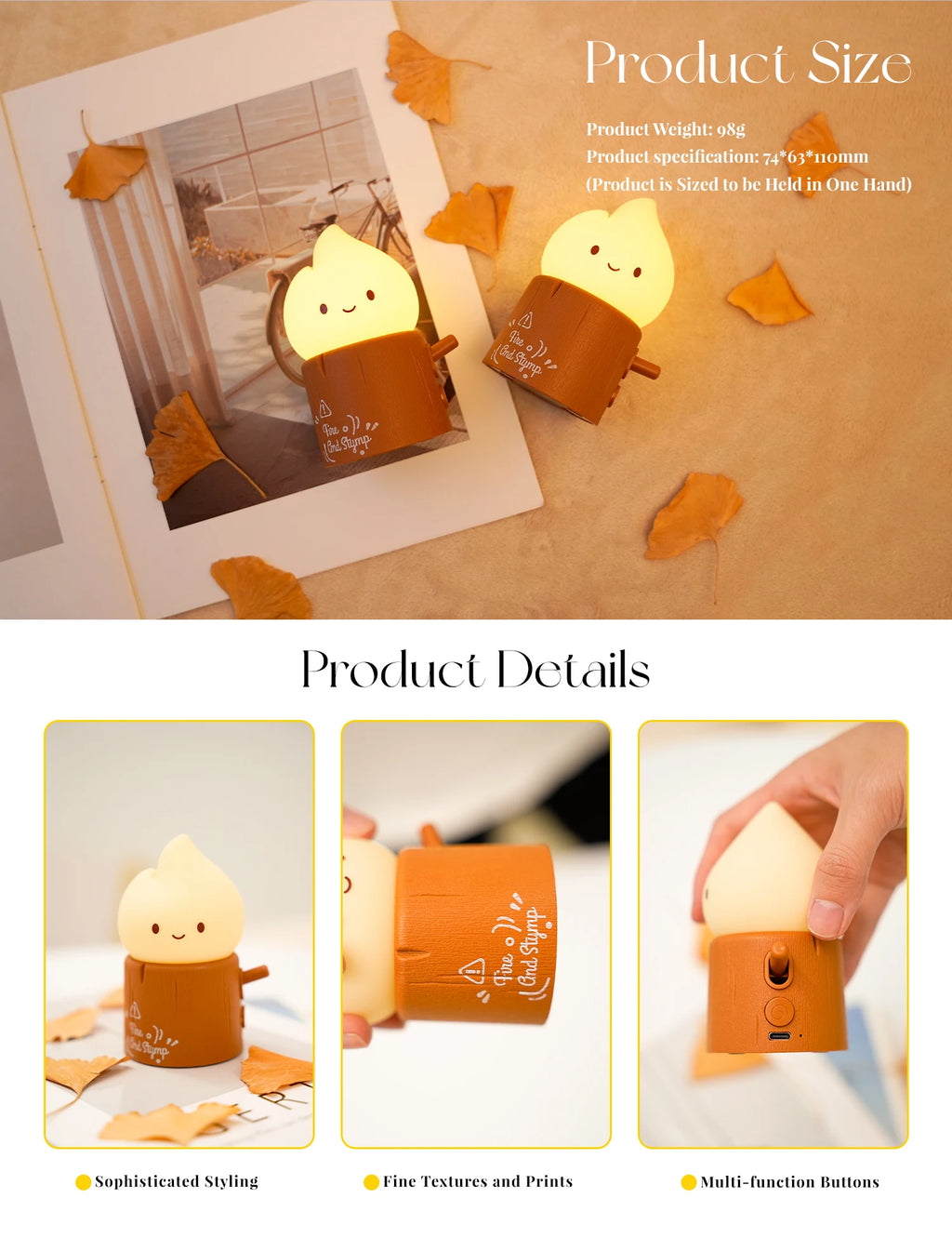 Cute LED Night Lamp - Dimmable Bedside for Kids