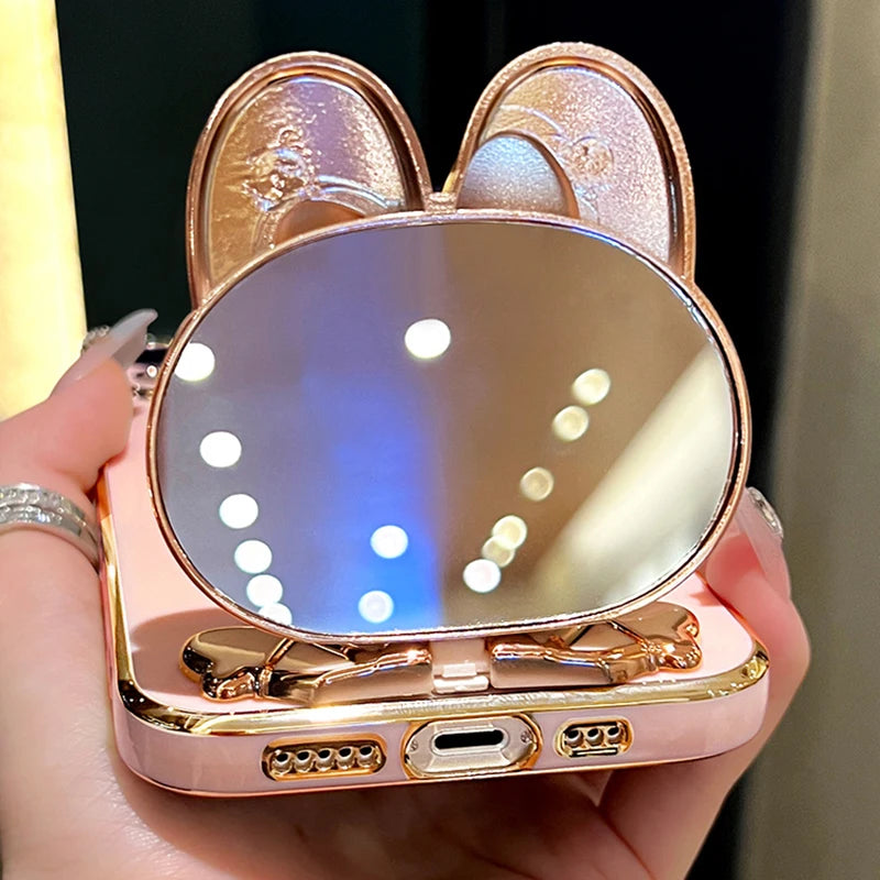 Oppo A38 Flower Phone Case with Makeup Mirror Stand