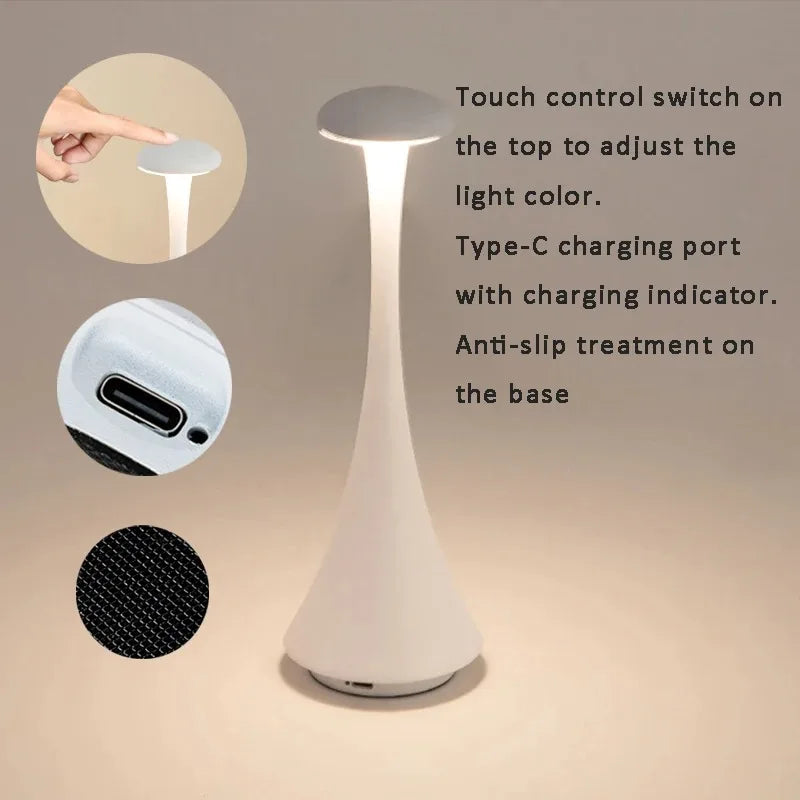 Rechargeable Mushroom Table Lamp with Touch Control
