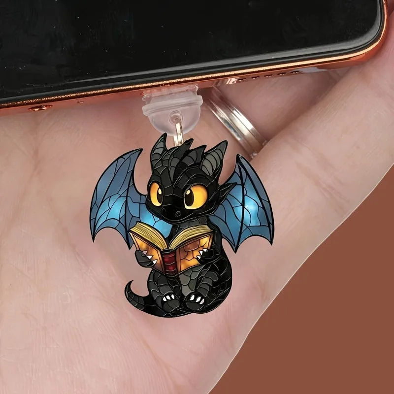 2D Black Dragon Dust Plug for iPhone Type-C