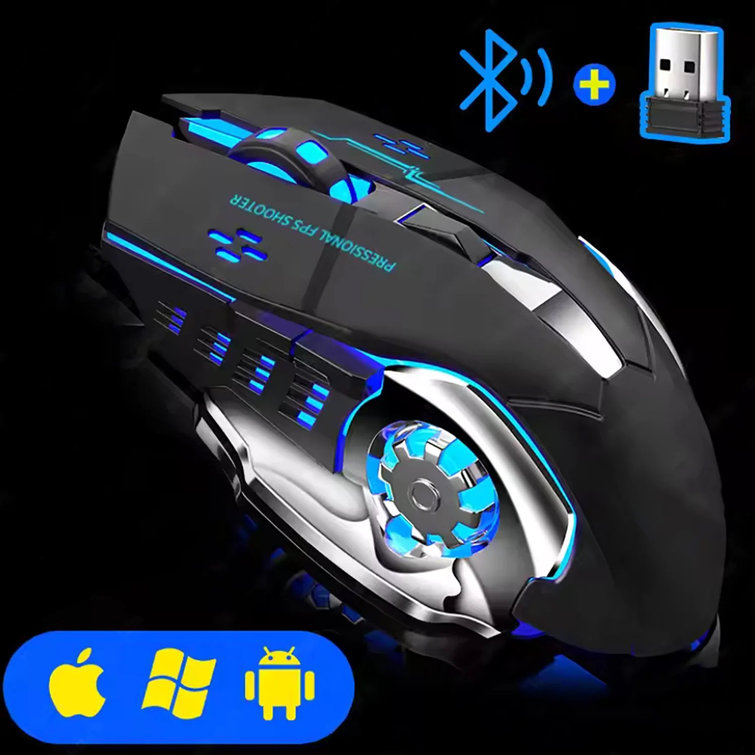 Rechargeable Bluetooth Gaming Mouse - Silent & Backlit