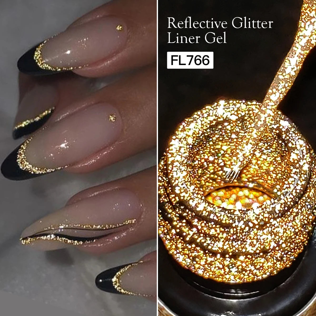 Reflective Glitter Nail Gel Liner - Gold Silver Red | FOUR LILY