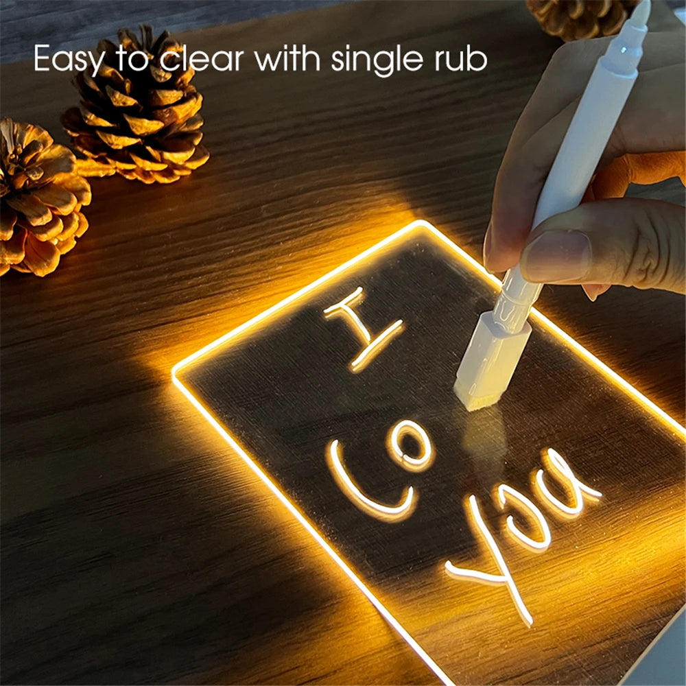 LED Message Board Night Light with USB-Powered Erasable Board