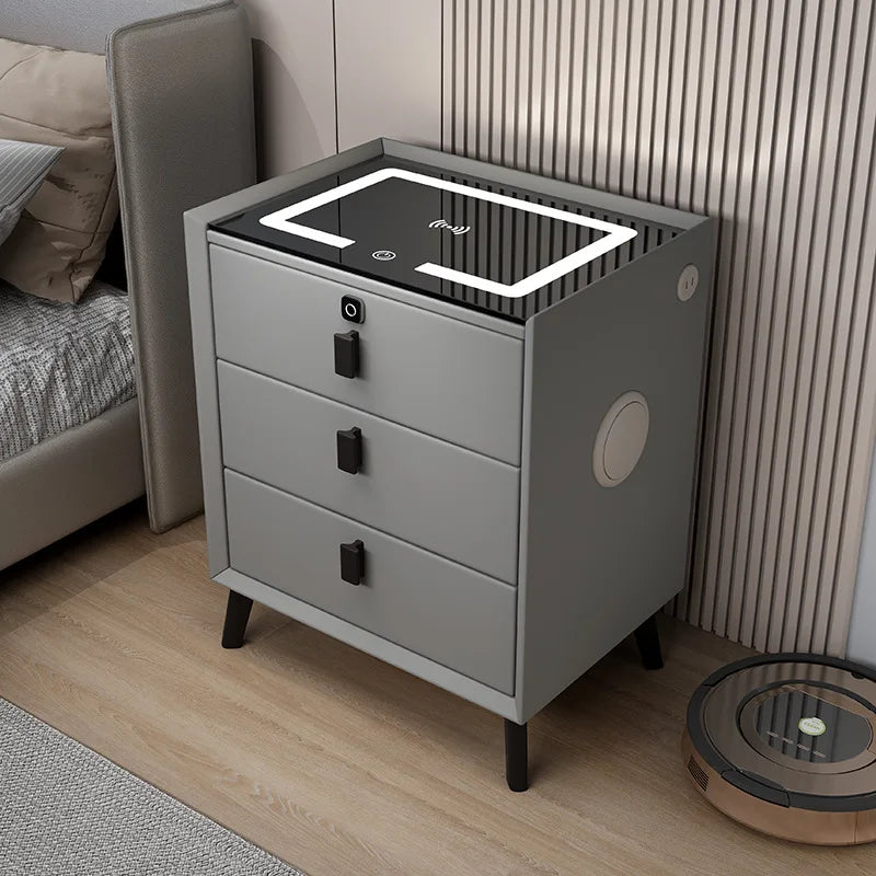 Smart Bedside Table with Wireless Charging & 3 Drawers