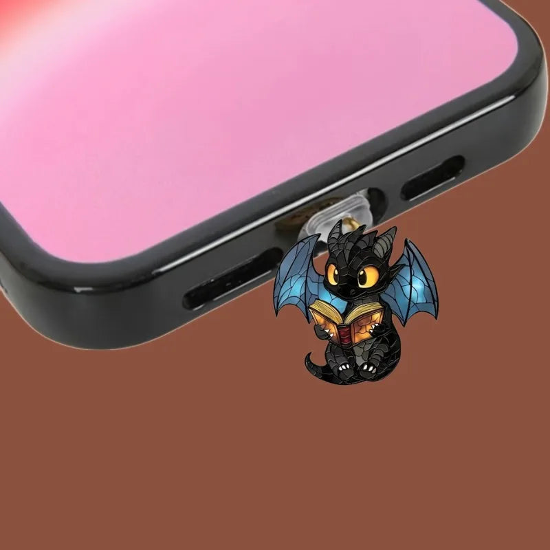 2D Black Dragon Dust Plug for iPhone Type-C