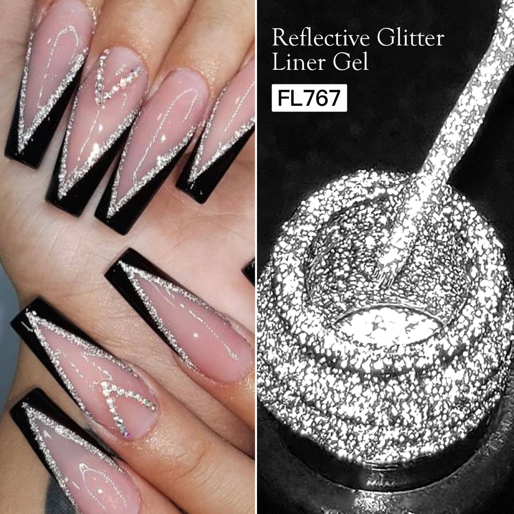 Reflective Glitter Nail Gel Liner - Gold Silver Red | FOUR LILY