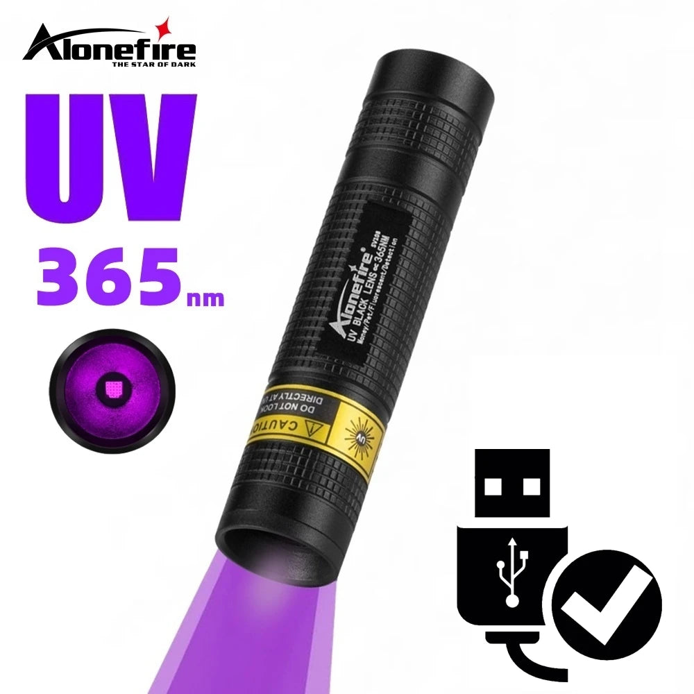 USB Rechargeable 365nm UV Flashlight for Pet Stains & More