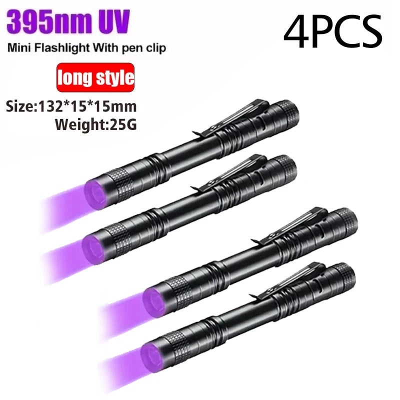 Portable 395nm UV Flashlight With Pen Clip