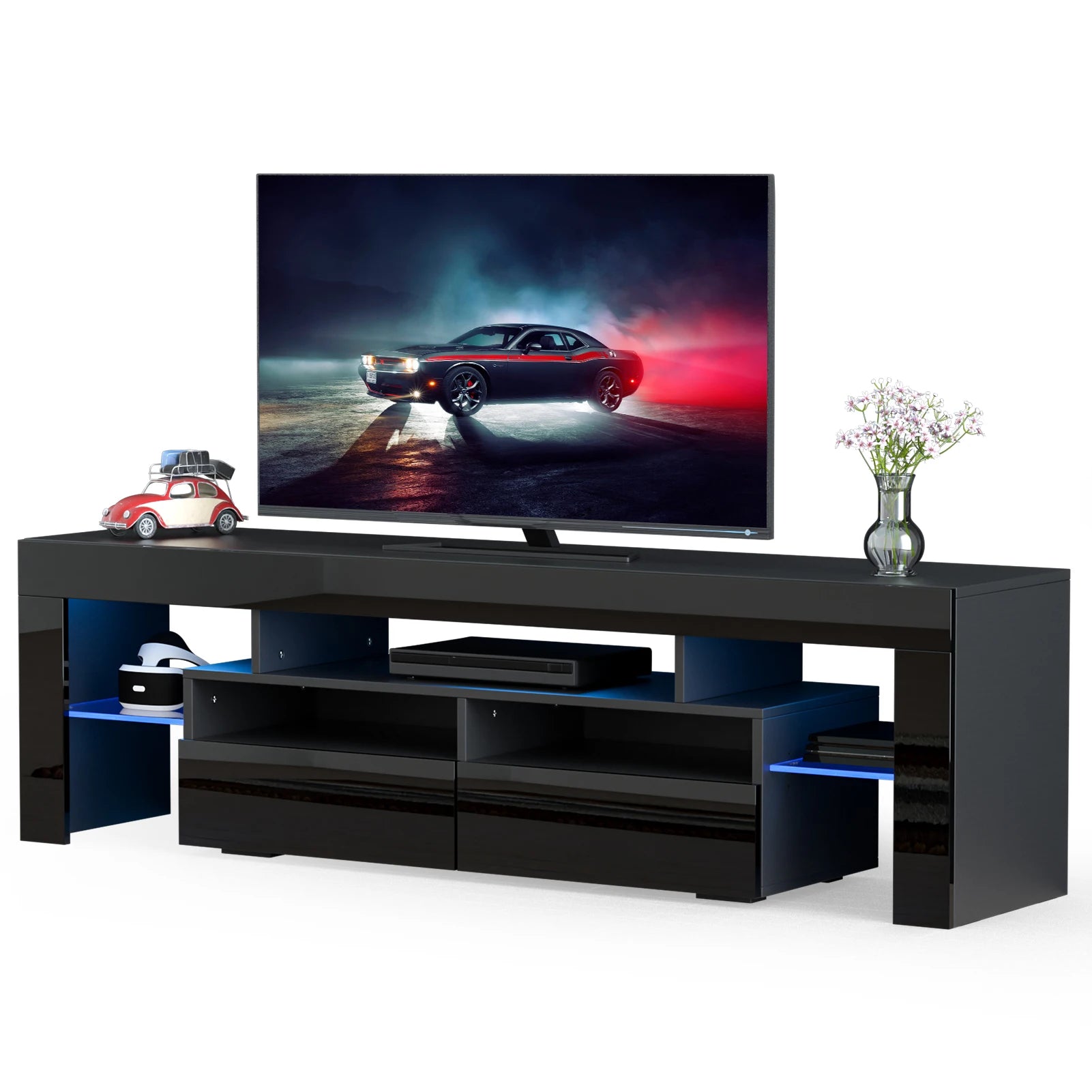 Modern LED TV Stand with Storage and RGB Lights