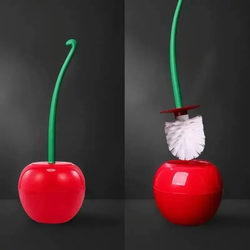 Cherry Shape Toilet Brush Holder Set - Bathroom Accessory