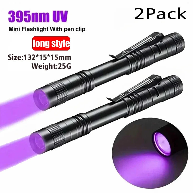 Portable 395nm UV Flashlight With Pen Clip