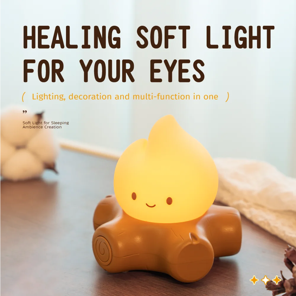Cute Silicone Night Light - Safe Dimmable Bedside Lamp