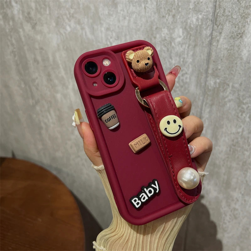 Samsung 3D Cartoon Coffee Bear Case with Wristband