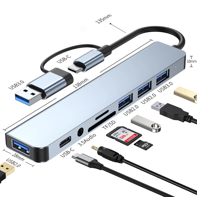 USB Type-C Hub with Micro SD Reader and Audio Jack