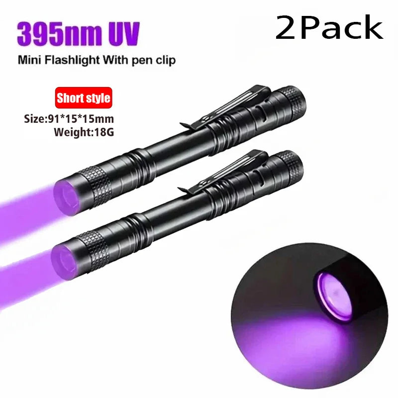 Portable 395nm UV Flashlight With Pen Clip