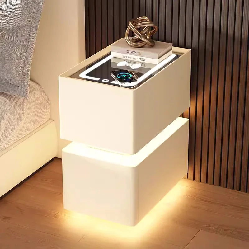 Smart Bedside Table with Nordic Style Storage
