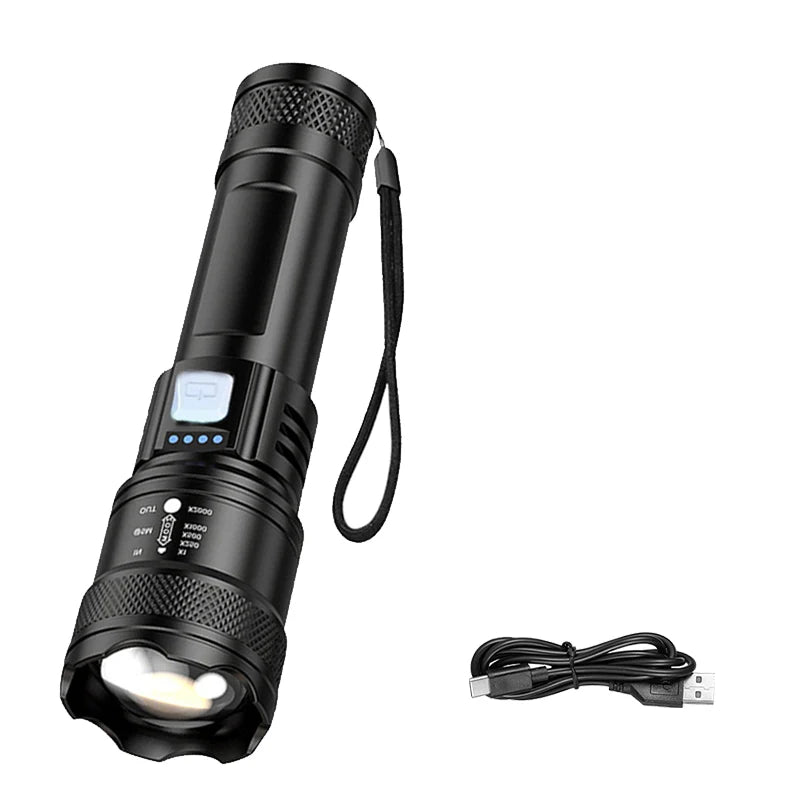 High Power LED Flashlight 2000LM - Tactical USB Torch