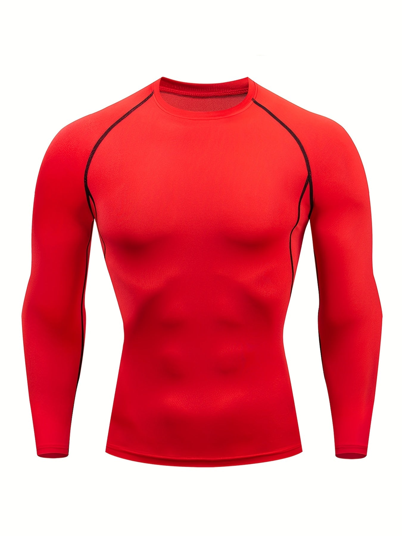 Men's Quick-Dry Fitness Top - Crew Neck, Long Sleeve