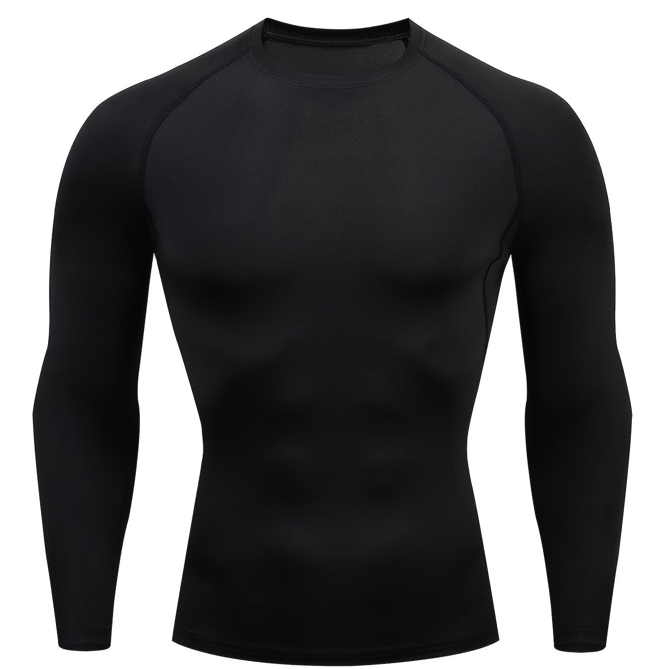 Men's Quick-Dry Fitness Top - Crew Neck, Long Sleeve