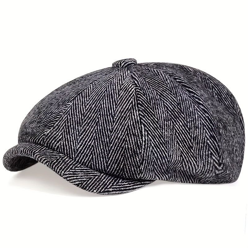 Men's Retro Flat Cap - Black Beret with Vintage Style