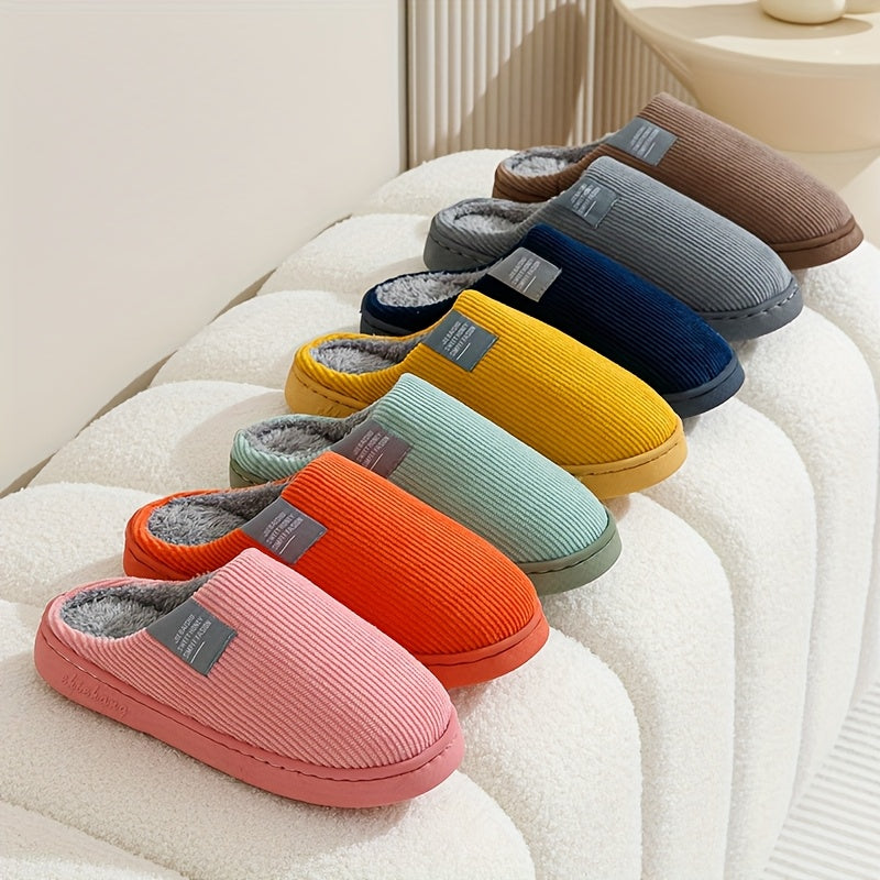 Plush Slip-On Slippers with Non-Slip Sole for Women & Unisex