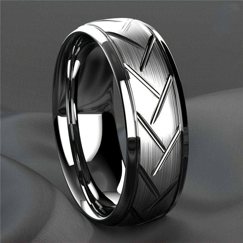 Men's Black Titanium Steel Ring Simple Fashion Design