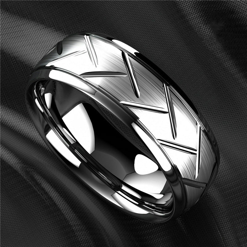 Men's Black Titanium Steel Ring Simple Fashion Design