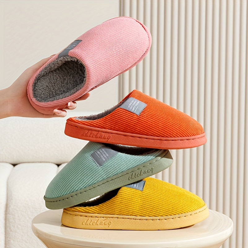 Plush Slip-On Slippers with Non-Slip Sole for Women & Unisex