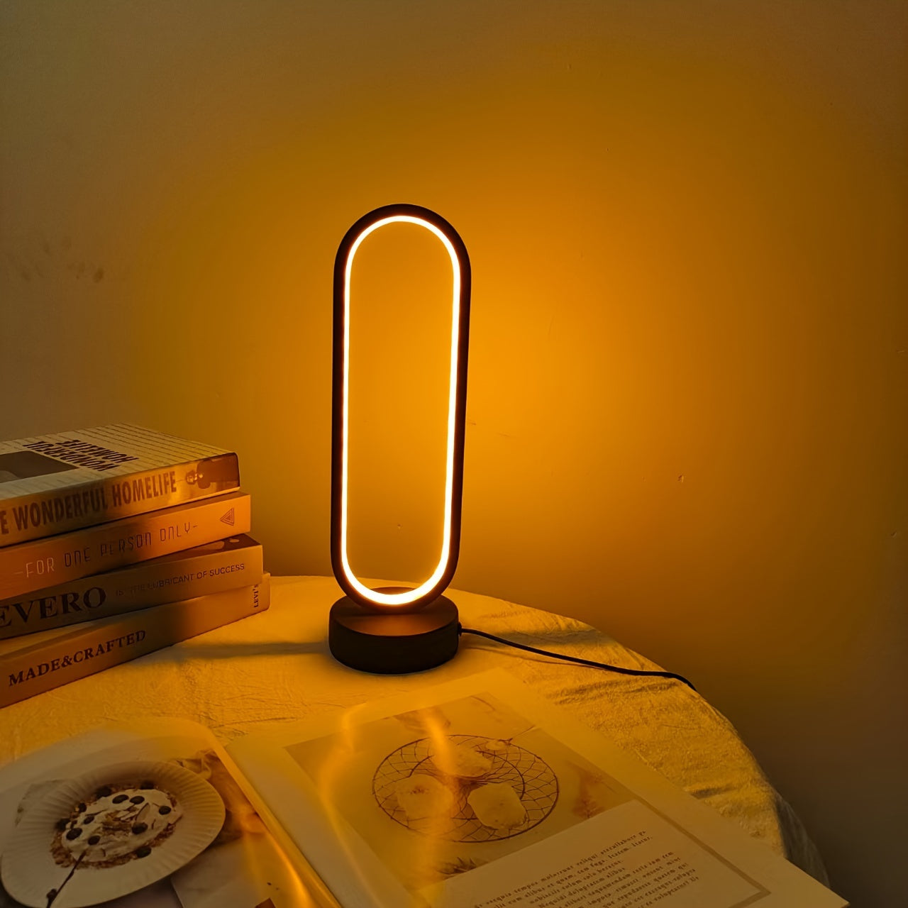 Dimmable LED Ring Table Lamp for Bedroom & Living Room